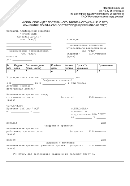 описи дел временного свыше 10 лет хранения
