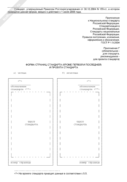 Форма страниц стандарта и проекта стандарта