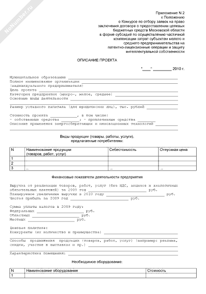 Описание проекта, представляемого на конкурс по отбору заявок на право ...