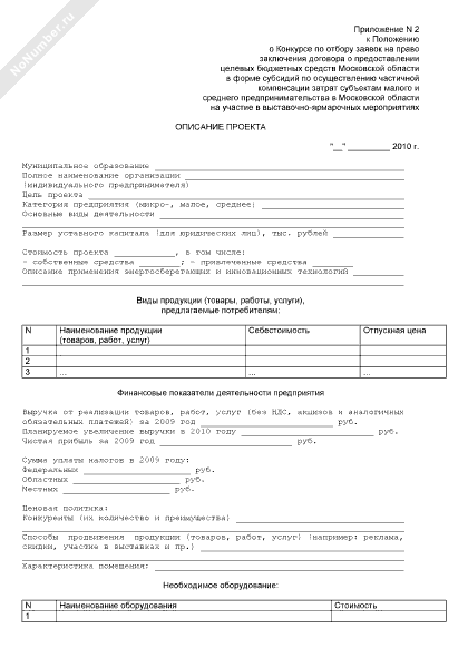 Описание проекта, представляемого на конкурс по отбору заявок на право ...