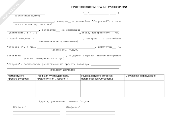 Протокол согласования разногласий