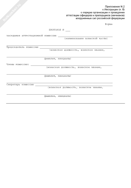 Протокол заседания аттестационной комиссии по вопросу аттестации офицеров