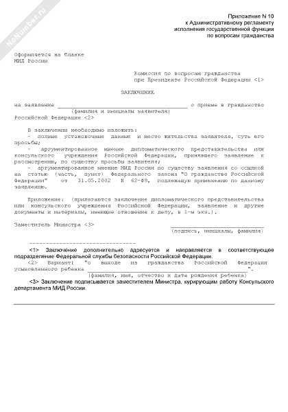 Заключение комиссии по вопросам гражданства при Президенте РФ